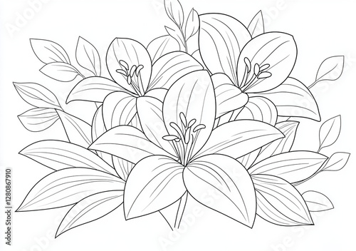 Coloring pages of large garden flowers, roses, peonies, magnolias, lilies.
