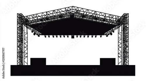 Black Silhouette of A Concert Stage Structure Platform For Performance