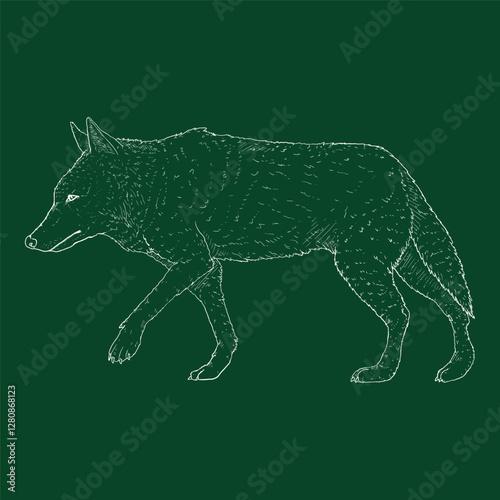 Wolf Vector Chalk Sketch Illustration