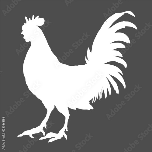 Vector Silhouette Illustration of Rooster