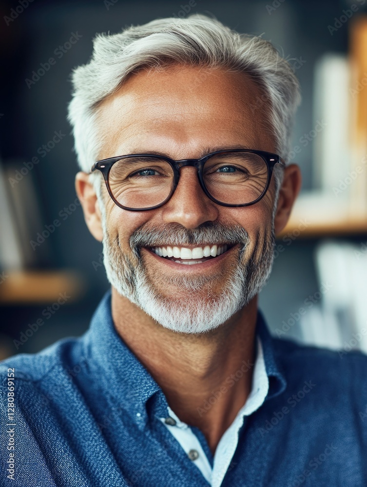 Successful CEO portrait with bookshelf Successful CEO portrait with bookshelf