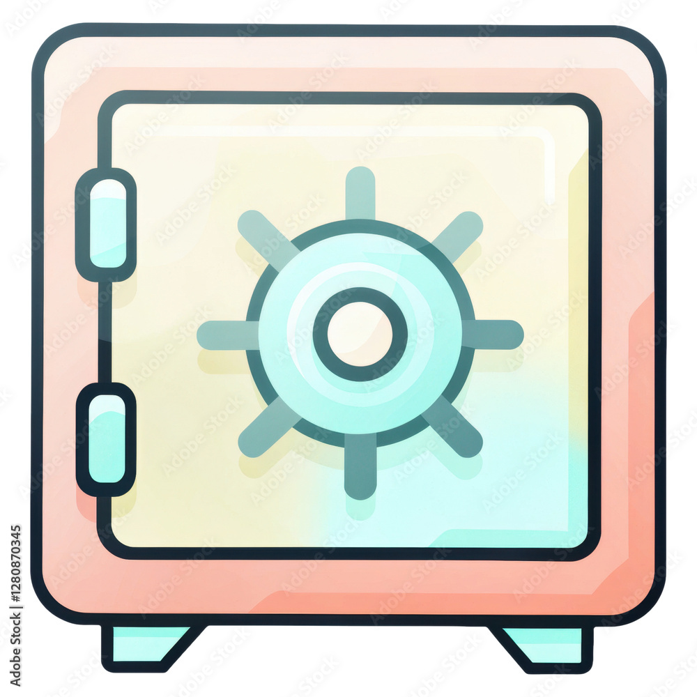 Illustration of Metal Safe with Combination Lock in Pale Colors on Transparent Background Illustration of Metal Safe with Combination Lock in Pale Colors on Transparent Background