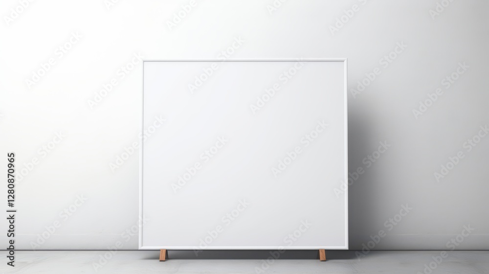 Front view of modern gallery artistic blank canvas displaying minimalist digital artwork Front view of modern gallery artistic blank canvas displaying minimalist digital artwork