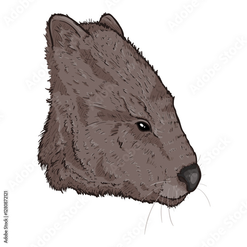 Cartoon Wombats Head Isolated Illustration