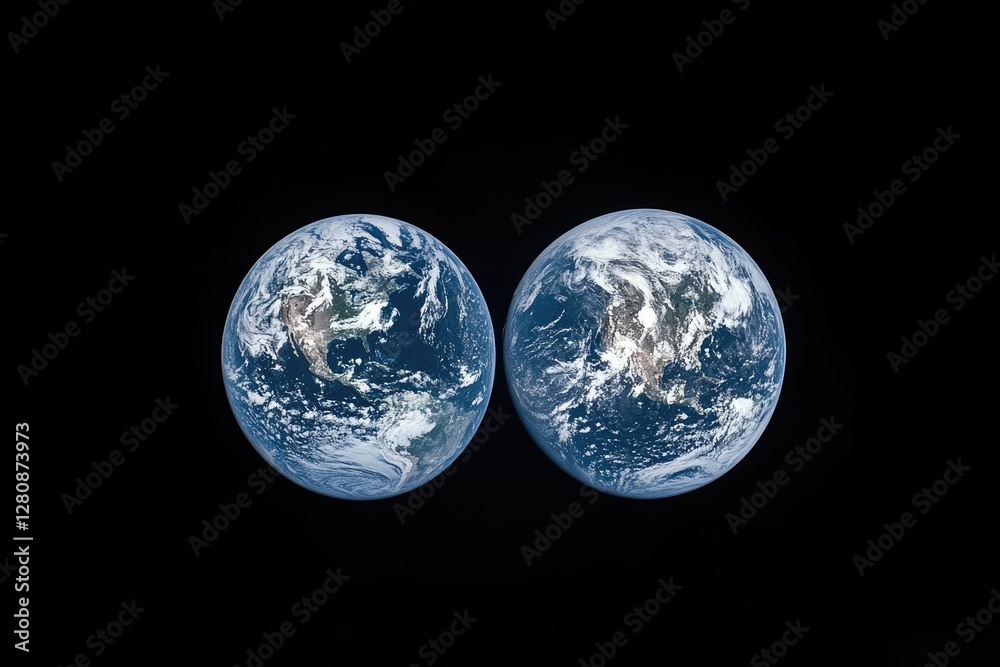 A wide - angle view of Earth from space, showing both hemispheres in one shot A wide - angle view of Earth from space, showing both hemispheres in one shot