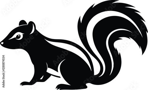 skunk silhouette, skunk line art silhouette, skunk svg, vector illustration 