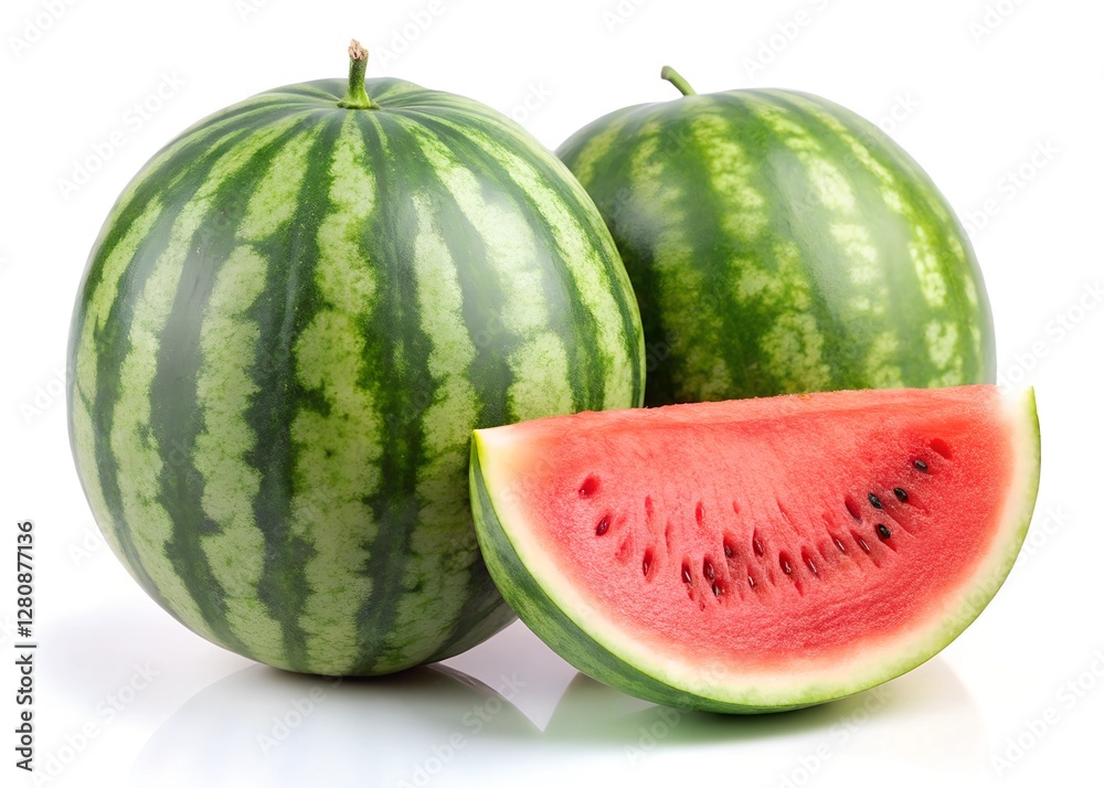 watermelon and slice isolated on a white background watermelon and slice isolated on a white background