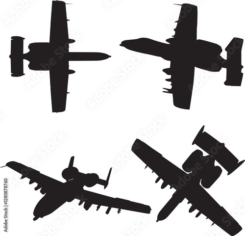 A-10 Aircraft Svg,A-10 'Warthog' Thunderbolt Aircraft Silhouette Bundle