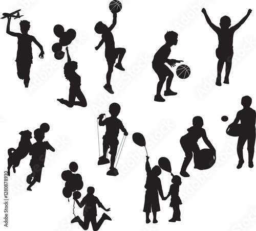 Children play svg,Child Svg Bundle,  Child Silhouette,  Kids Clipart, Child Clipart, Kids Silhouette, Playing Children