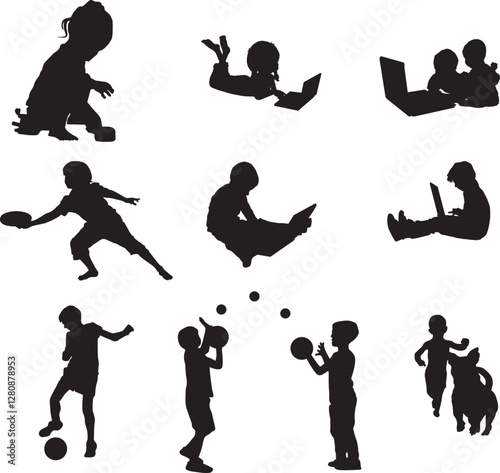 Children play svg,Child Svg Bundle,  Child Silhouette,  Kids Clipart, Child Clipart, Kids Silhouette, Playing Children