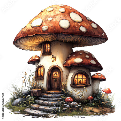 Vector image of mushroom house