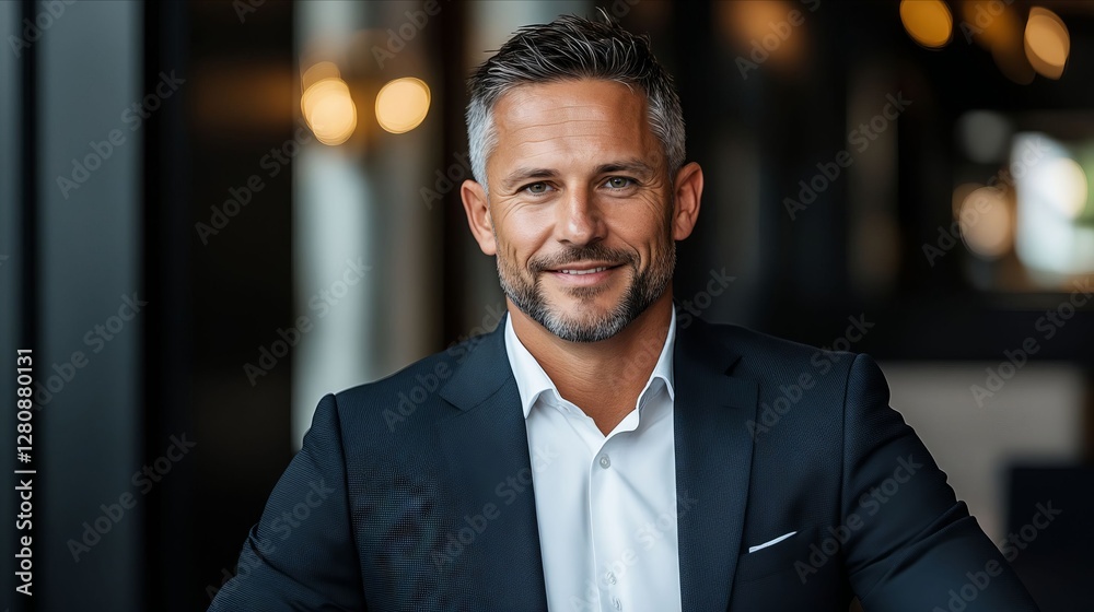 A man in a suit smiling at the camera A man in a suit smiling at the camera