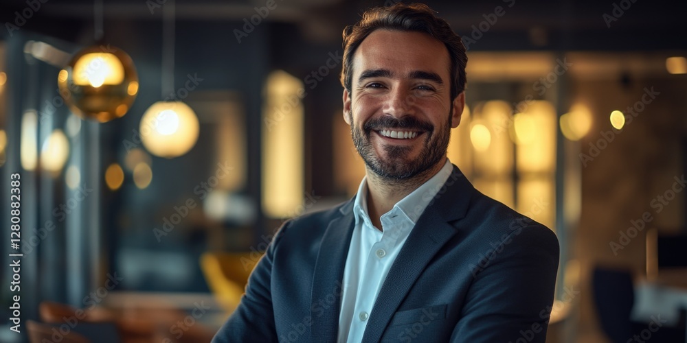 Man in suit sitting, smiling Man in suit sitting, smiling