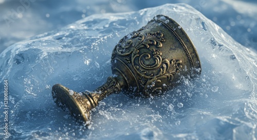 Ancient goblet encased in glacial ice a relic from forgotten ages