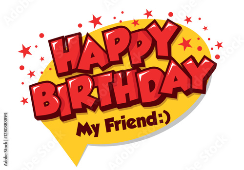 Happy birthday greeting text in comic style for greeting card, invitation. Vector editable template on transparent background