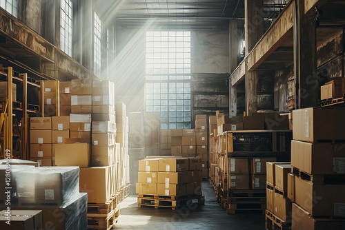 Boxes stacked in warehouse ready for shipment
