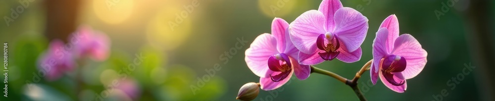 Delicate orchid petals unfolding in morning dew, delicate, garden, soft Delicate orchid petals unfolding in morning dew, delicate, garden, soft