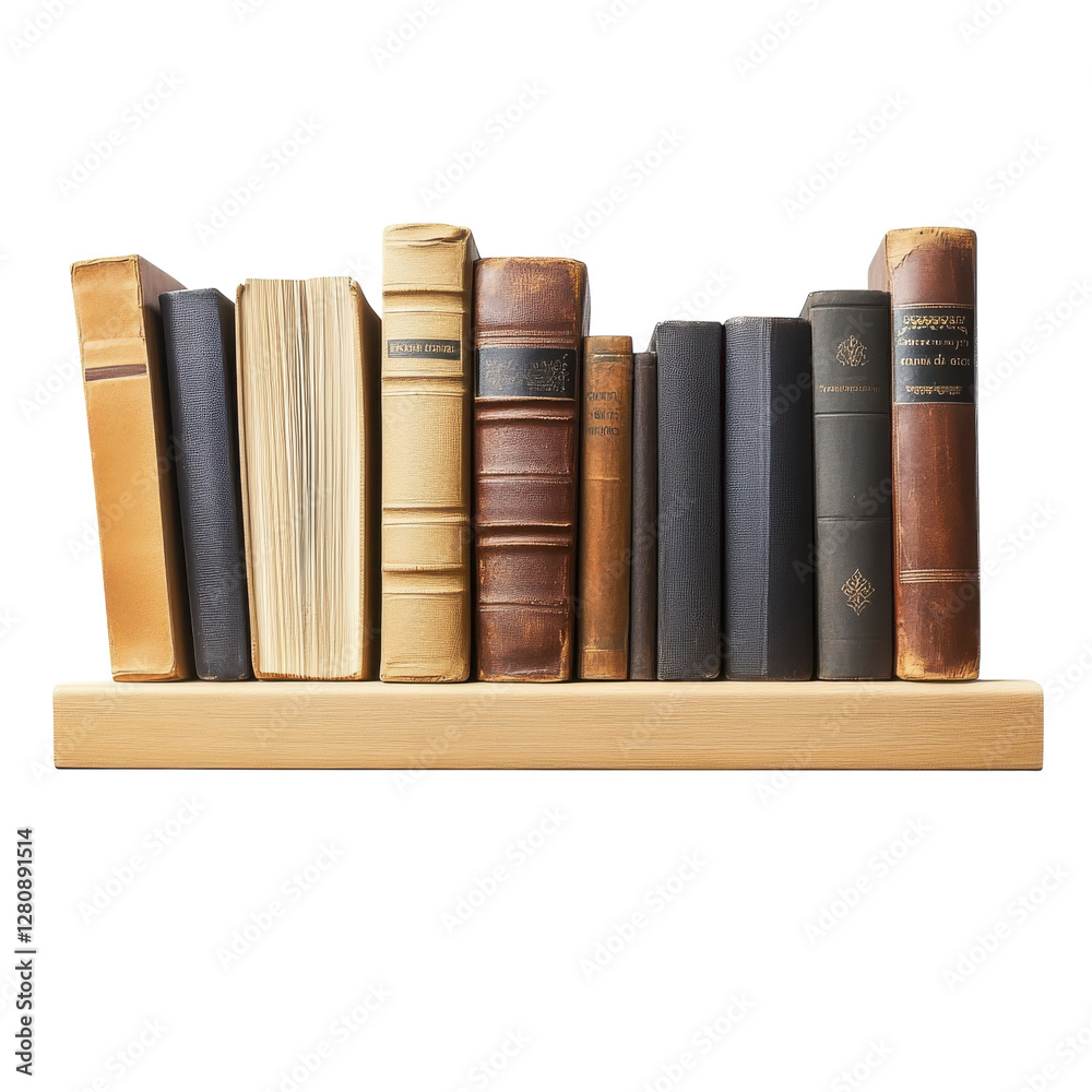 Wooden Shelf Books White Background on transparent background. Wooden Shelf Books White Background on transparent background.