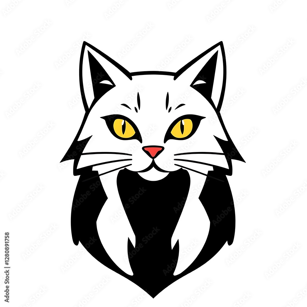 Obraz premium Adorable Cat Mascot Logo with a Playful Expression on a Clean White PNG Background