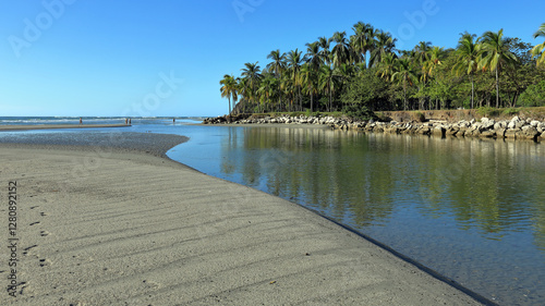 Small river flowing into the Pacific Ocean. Guanacaste province, located on the Nicoya Peninsula. Costa Rica, Central America