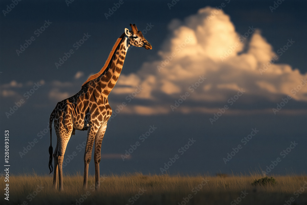 Obraz premium Giraffe in the African Savanna at Dusk