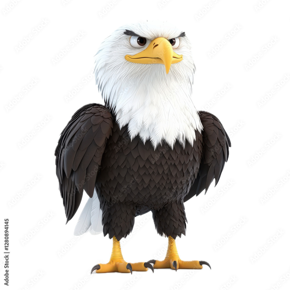 Obraz premium Cartoon Bald Eagle with Confident Expression