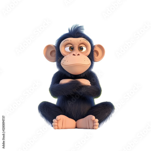 Cartoon monkey sitting with a cheeky expression photo