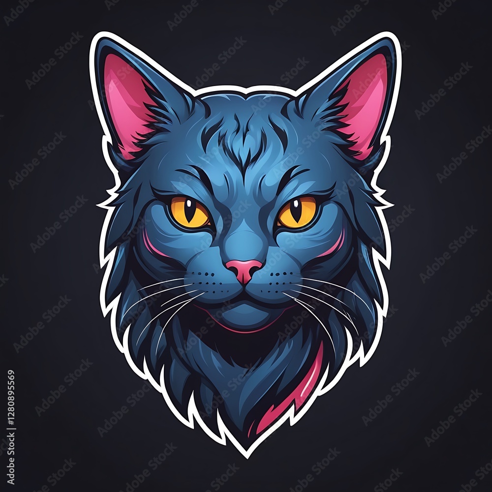 Fototapeta premium Adorable Cat Mascot Logo with a Playful Expression on a Clean White PNG Background
