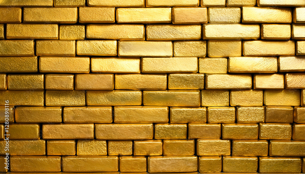 Obraz premium Golden Brick Wall Texture