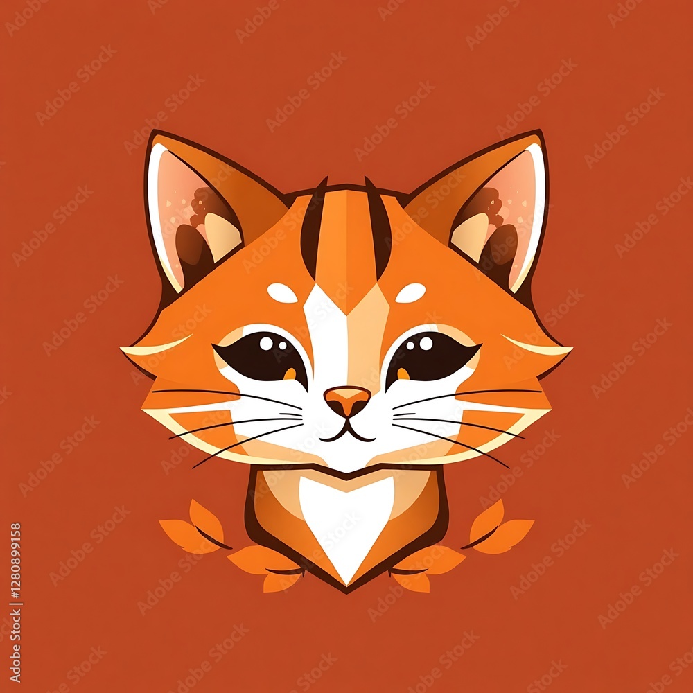 Fototapeta premium Adorable Cat Mascot Logo with a Playful Expression on a Clean White PNG Background