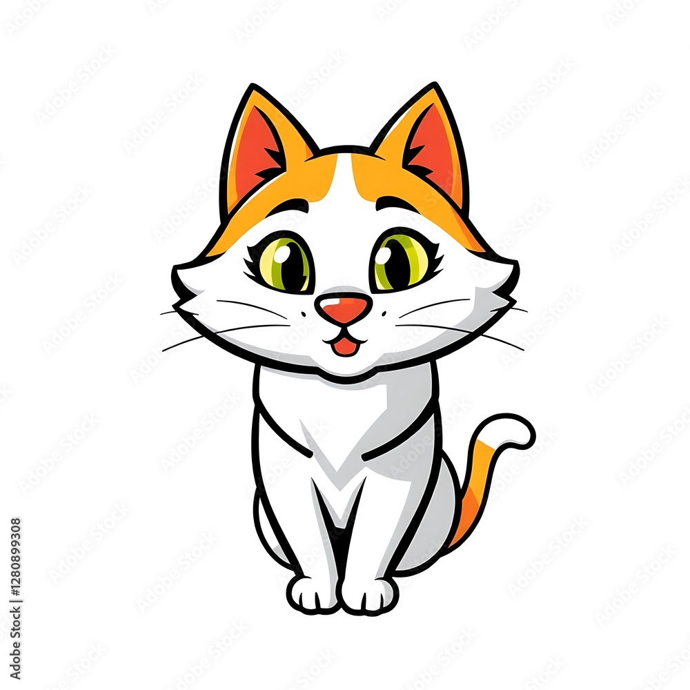Obraz premium Adorable Cat Mascot Logo with a Playful Expression on a Clean White PNG Background