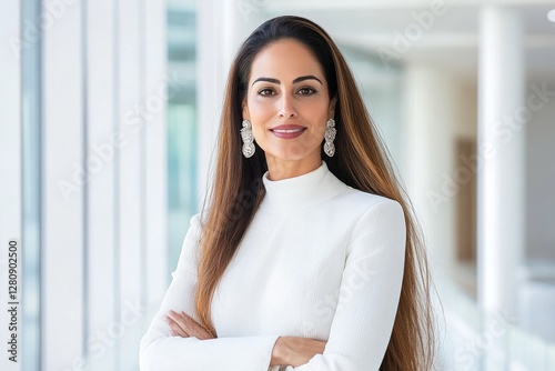 Professional portrait of arabic woman in a modern office environment showcasing HR expertise Free Download Professional portrait of arabic woman in a modern office environment showcasing HR expertise - GFXLoad