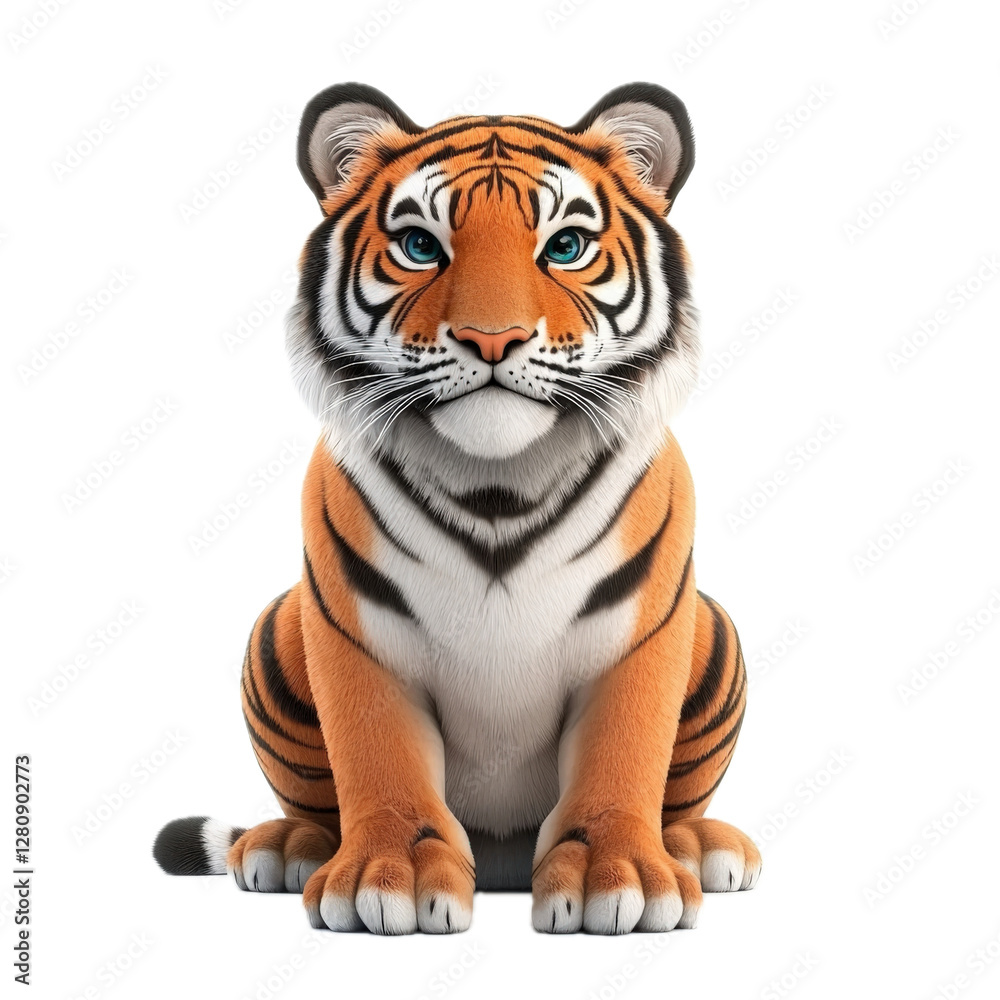Fototapeta premium Realistic Tiger Illustration with Striking Features