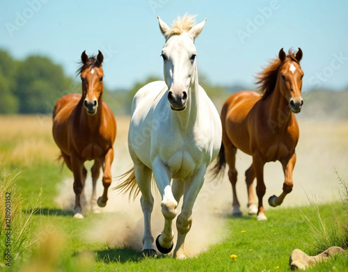  horses on the meadow