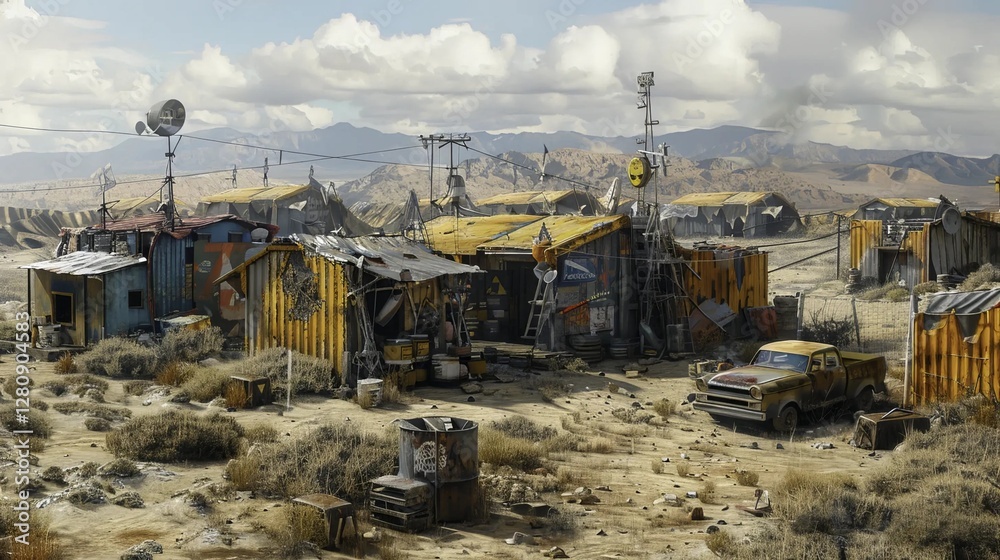 post apocalyptic landscape dystopian settlement abandoned buildings desolate wasteland futuristic ruins survival survivalist scenery barren earth dramatic skies harsh environment rugged terrain eerie post apocalyptic landscape dystopian settlement abandoned buildings desolate wasteland futuristic ruins survival survivalist scenery barren earth dramatic skies harsh environment rugged terrain eerie
