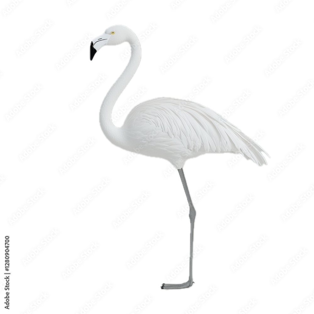 Obraz premium Elegant White Flamingo Standing Gracefully in Nature