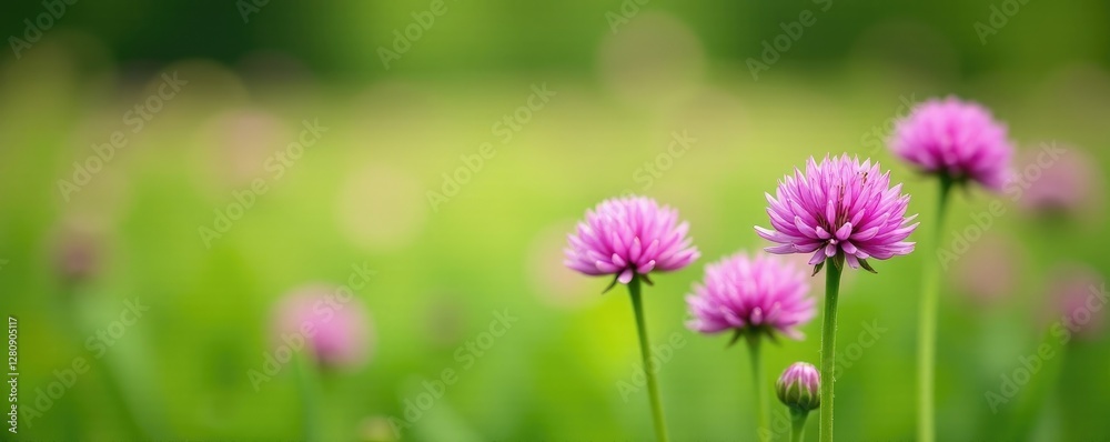 Softly blooming allium flowers in a green field, nature, allium Softly blooming allium flowers in a green field, nature, allium