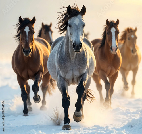 horses in the snow