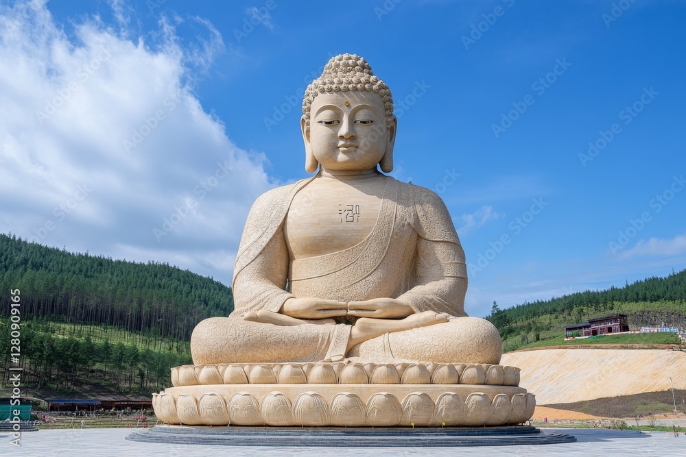 Fototapeta premium Giant Buddha Statue, Tawang, Arunachal Pradesh The Buddha also known as Siddhattha Gotama