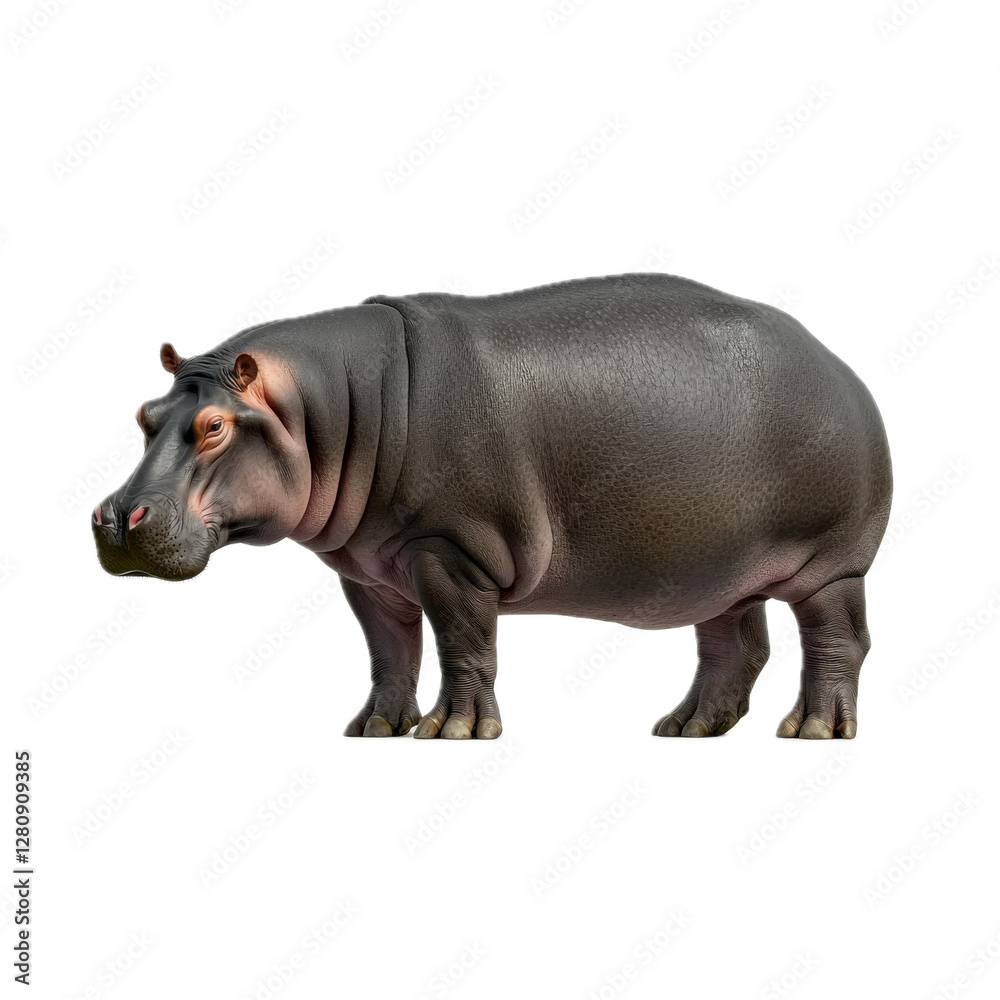 Realistic Hippo Standing in Natural Pose Realistic Hippo Standing in Natural Pose