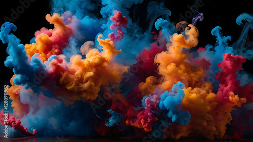 abstract colorful background-Epic Color Explosion | Vibrant Ink & Smoke Effect on Dark Background photo