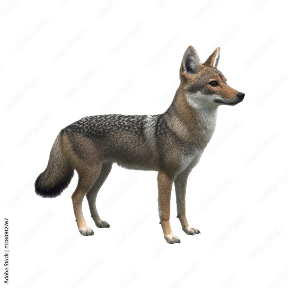 Fototapeta premium Coyote Standing in Profile View on a White Background