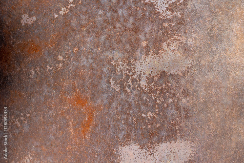 Texture of old metal panel covered with rust