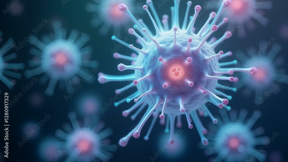 Photorealistic image of human neurons visualized through fluorescent microscopy.