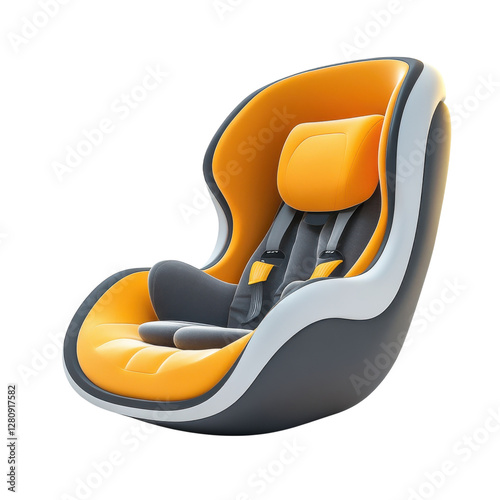 Modern Car Seat 3D Model on transparent background. photo