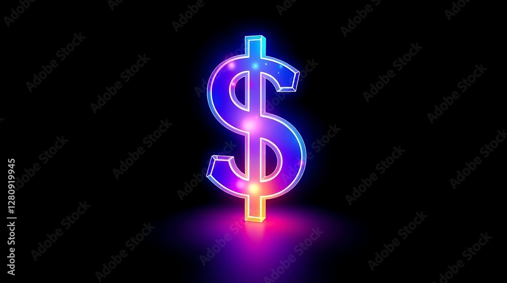 Dazzling Glowing Multicolored Plastic Dollar Sign Radiating Vibrant Financial Energy Dazzling Glowing Multicolored Plastic Dollar Sign Radiating Vibrant Financial Energy