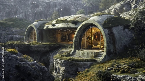 post apocalyptic landscape desolate wasteland with ruined structures and survival shelters urban decay environmental collapse futuristic dystopia survival adventure barren terrain gloomy skies