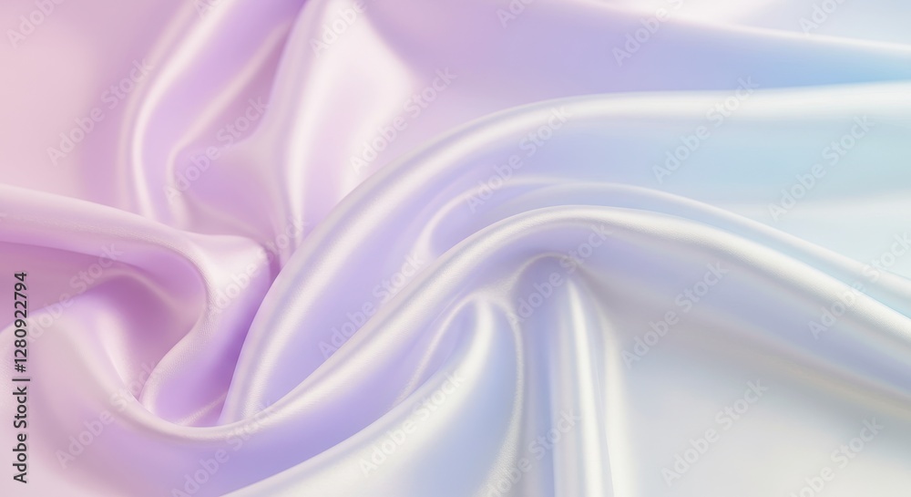 Obraz premium A satin like fabric with a pearlescent holographic finish in pastel shades of pink, blue and purple
