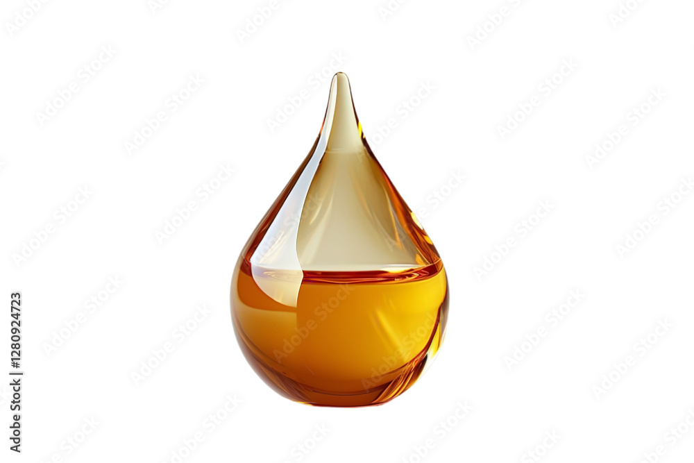 A close shot of a perfect oil drop over plain transparent backdrop or PNG for beauty product type poster or graphic use, Generative AI. A close shot of a perfect oil drop over plain transparent backdrop or PNG for beauty product type poster or graphic use, Generative AI.
