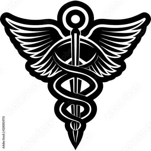caduceus medical doctor symbol logo icon transparent . vector illustration